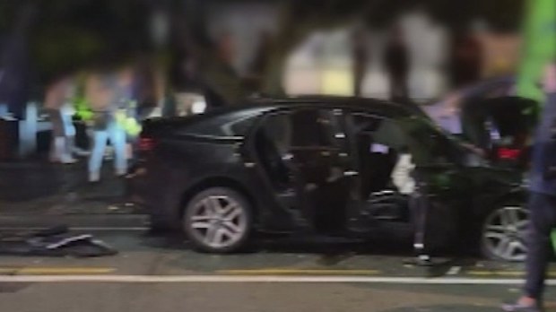 An allegedly stolen car has caused a multi-vehicle crash that's left a teenage passenger fighting for life on the Gold Coast.An allegedly stolen black Kia carrying four teenagers inside allegedly crashed into a Camry on the Gold Coast Highway at Palm Beach just before 12am. 
