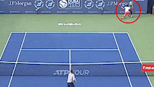 The Canadian pleaded with the umpire to replay the point.