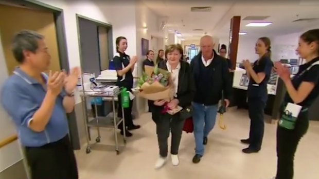 June walked out of Austin Hospital after a 32 day stint in ICU.
