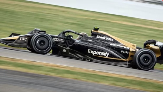 The fictional Apex GP on track ahead of the British Grand Prix at Silverstone.