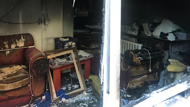 A man has been charged with trying to kill his neighbour after a Sydney unit was set alight. Picture: 9NEWS