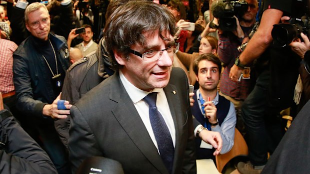 Ousted Catalan president Carles Puigdemont in Brussels. (AAP)