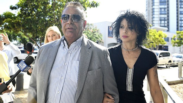 Ken Lacey arrives with wife Madeleine at the Southport Magistrates Court. Picture: AAP