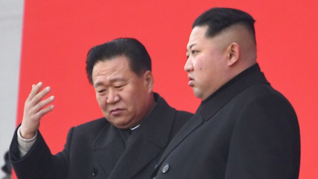 North Korean leader Kim Jong Un (R) and Choe Ryong Hae, vice chairman of the Workers' Party, attending a memorial service in Pyongyang to mark the fifth anniversary of the death of the country's second leader Kim Jong Il. (AAP)