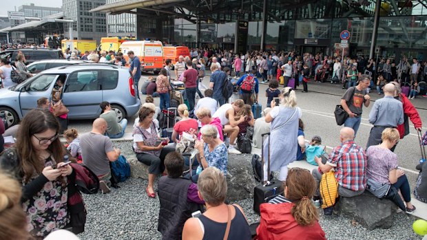 Hamburg Airport spokeswoman Stefanie Harder said everyone was asked to leave the airport terminal yesterday as technicians tried to fix the problem. Picture: DPA