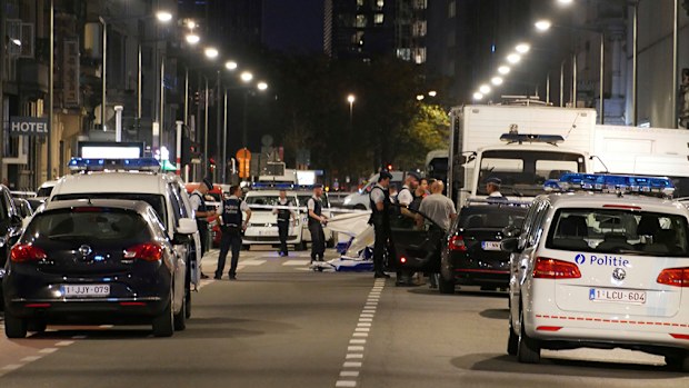 A man has reportedly been shot after he attempted to attack soldiers in Brussels with a knife. (AAP)