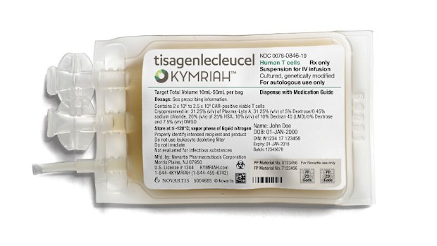 An IV bag of their drug Kymriah. (AAP)