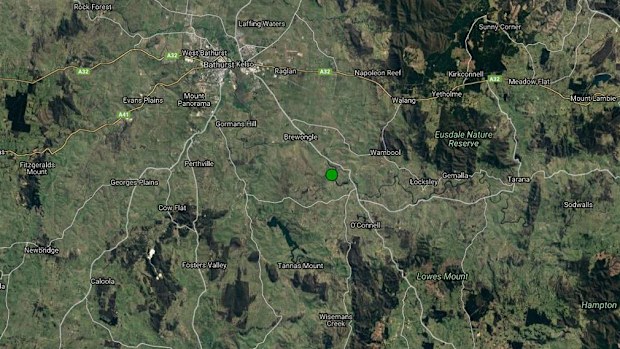 Bathurst was shaken with a 2.6 magnitude earthquake this afternoon that left residents reporting they heard explosions and saw houses shake. Picture: Geoscience Australia.