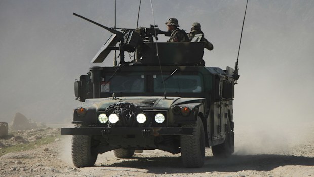 Afghan army soldiers are deployed to Achin district of Nangarhar province, Afghanistan, after the U.S. military dropped a GBU-43 or Massive Ordnance Air Blast (MOAB) bomb on an ISIS cave complex in Achin district, on April 14, 2017. (AFP)