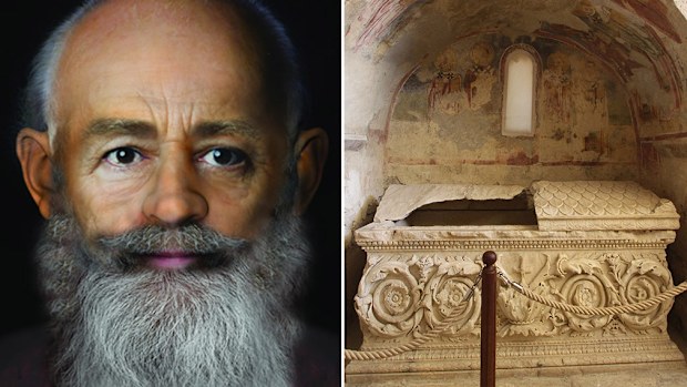 A portrait of Saint Nicholas; Church of St. Nicholas is a former Byzantine church in the Turkish city of Demre, in the province of Antalya. (John Moores University Face Lab/Getty)