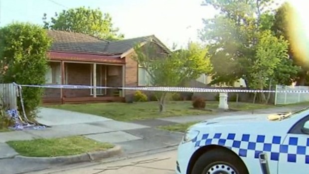 Police at the crime scene in 2016.