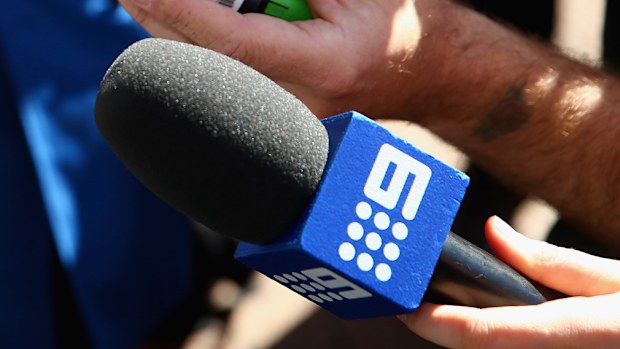 A Nine News microphone. (Getty Images)