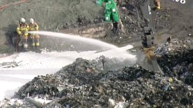 The Coolaroo plant is still smouldering. (9NEWS)
