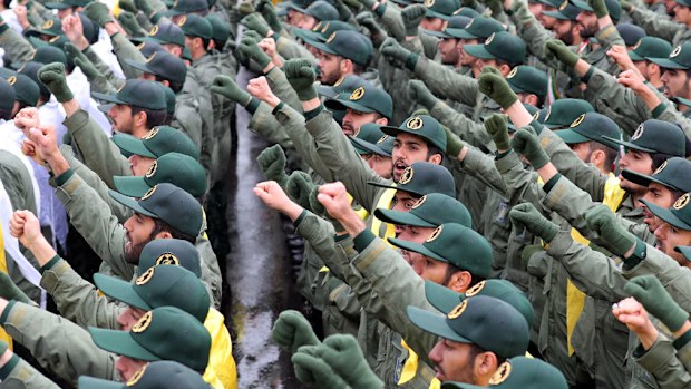 Soldiers in the Revolutionary Guard commemorate the 40th anniversary of the Islamic Revolution earlier this week.