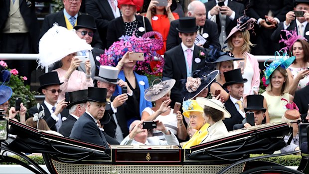 Each at Ascot, carriages carrying the royal procession will leave Windsor Castle and enter the racecourse through the golden gates. Picture: Getty