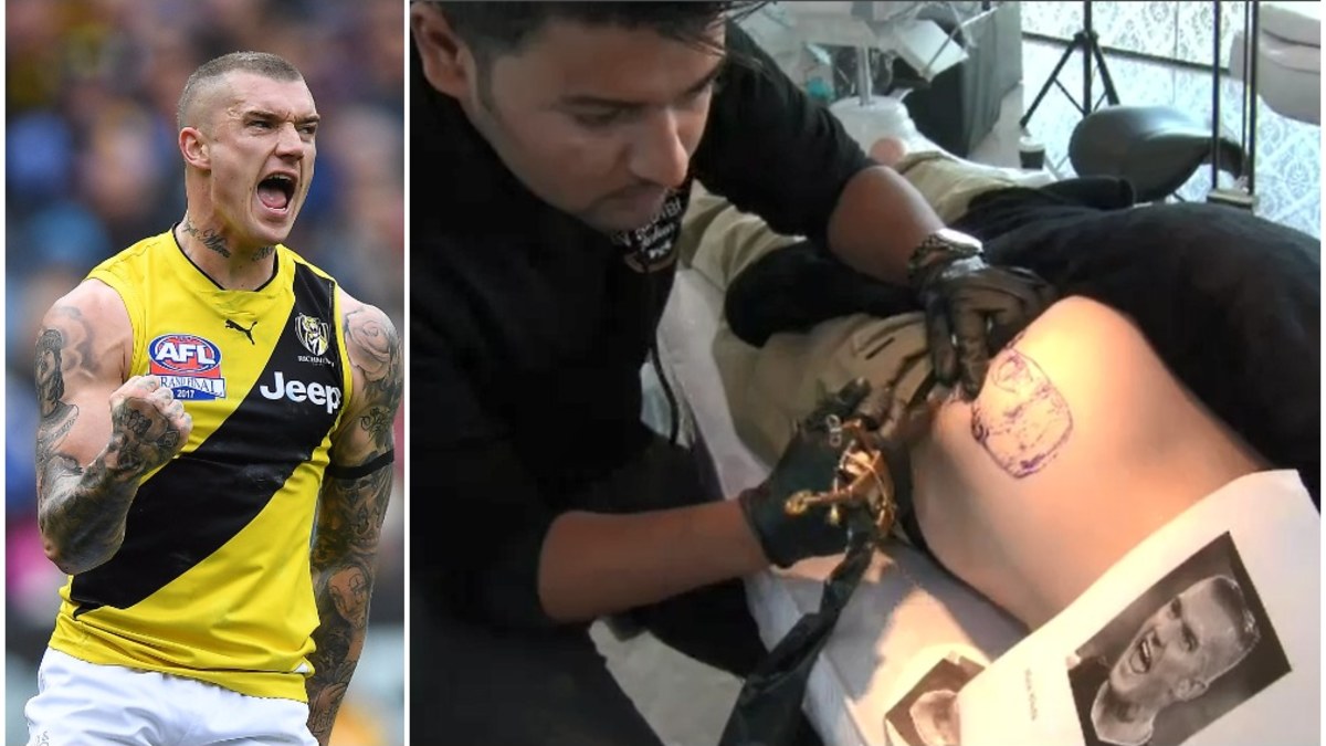 Man gets Dustin Martin tattoo on bum after losing drunk bet | Nine.com.au