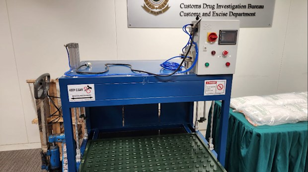The drugs were hidden inside a thermoforming machine, which moulds plastics.