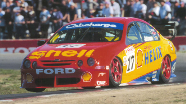 Dick Johnson driving a Ford AU Falcon in his final season in 1999.