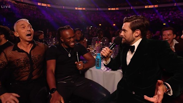 Jack Whitehall roasts KSI during the BRIT Awards 2025