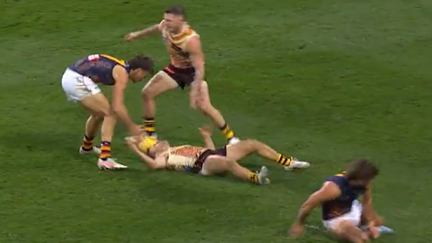 Nick Watson down after the collision. 
