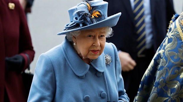 Britain's Queen Elizabeth II arrives to attend the annual Commonwealth Day service at Westminster Abbey in London, Monday, March 9, 2020.