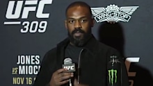 Jon Jones fronts the media ahead of UFC 309.
