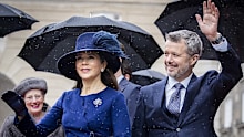 COPENHAGEN, DENMARK - JANUARY 15: Queen Mary of Denmark and King Frederik X of Denmark wave as they arrive to participate in the Danish Parliament's celebration of the succession of the throne at Danish Parliament on January 15, 2024 in Copenhagen, Denmark. King Frederik X is succeeding Queen Margrethe II, who has stepped down after reigning for 51 years. (Photo by Patrick van Katwijk/Getty Images)