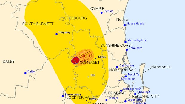 A severe thunderstorm warning for heavy rainfall has been issued for the highlighted regions. (Bureau of Meteorology)