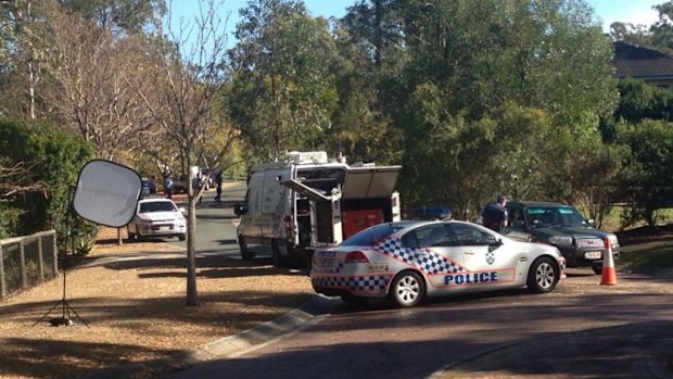 Police at the scene at Pullenvale in August 2014. (9NEWS)