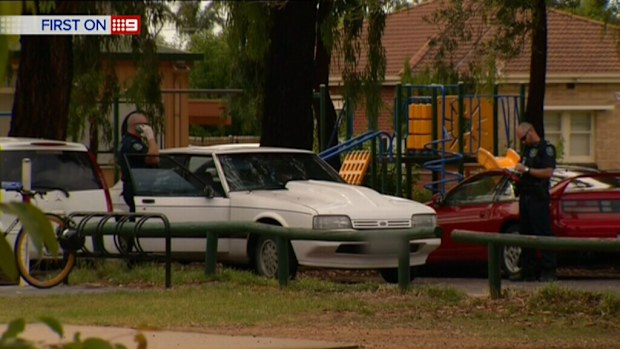 The white Ford sedan searched by police on Tuesday. (9NEWS)