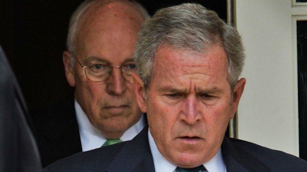 Former US President George W Bush (right) with his vice-president Dick Cheney in 2008. (AAP)