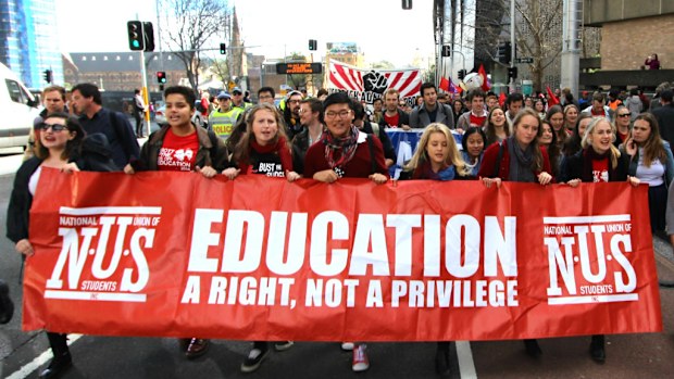 The government's proposed tertiary education reforms have attracted protests around the country. (AAP)