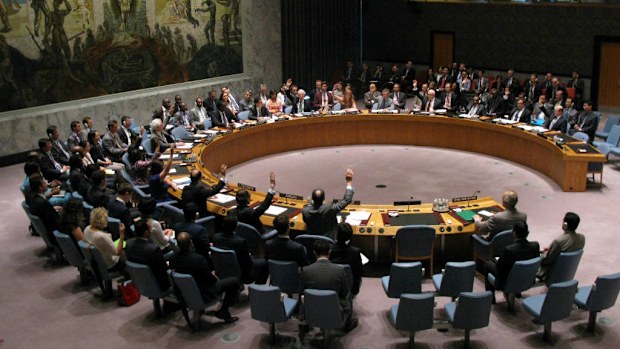 The United Nations Security Council meets in New York in July, 2014. (Don Emmert/AFP)