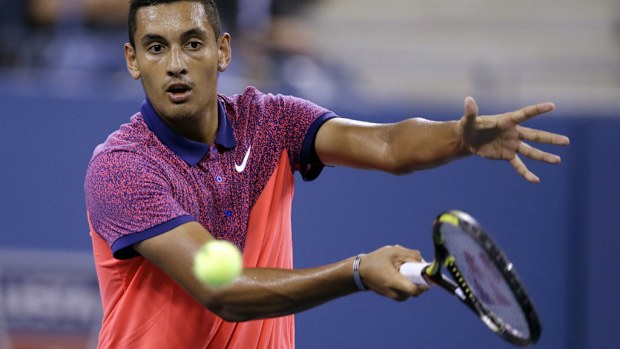 Australian tennis ace Nick Kyrgios has been eliminated from the US Open. (AAP)