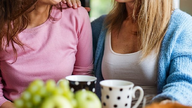 Woman talking over coffee