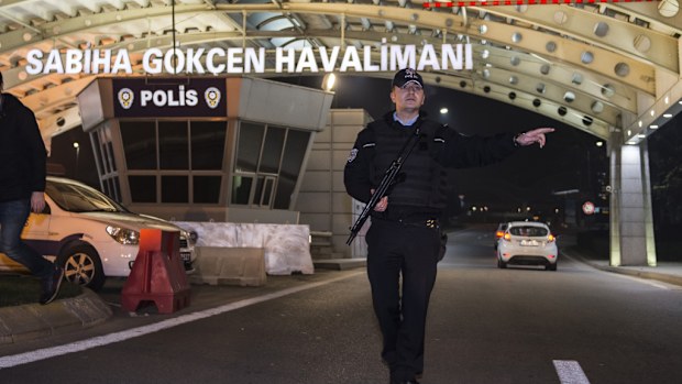 Authorities arrive at the Istanbul airport. (AFP)