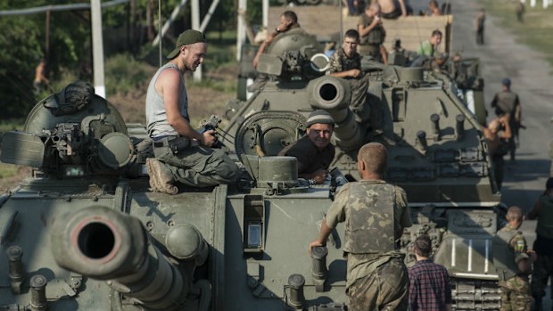 Ukrainian forces near the border. (AP)