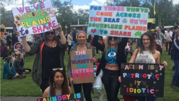 Walk Together supporters in Adelaide. (9NEWS)