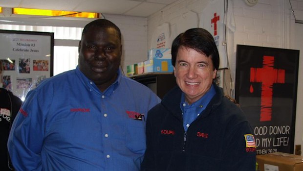 Harvor Davis (left) was given a second chance by David Timothy (right) when he offered him a job with his non-profit mobile soup kitchen. (Facebook)