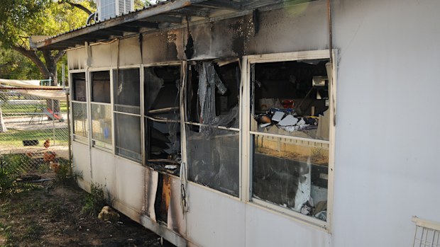 Police believe the fire was lit inside the classroom. (9NEWS)