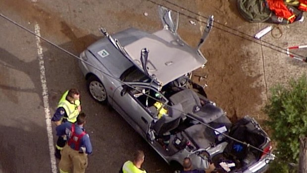 Several people were hurt in a car crash on Wangee Road in Lakemba today. (9NEWS)