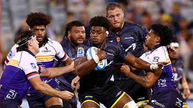 Peter Lakai of the Hurricanes in action against the Brumbies.
