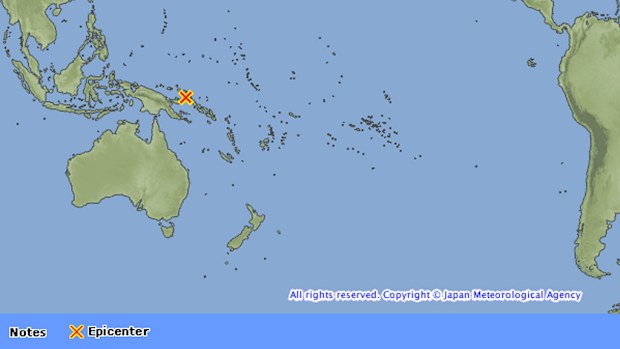 This image supplied by the Japan Meteorological Agency shows the location of the quake. (Supplied)