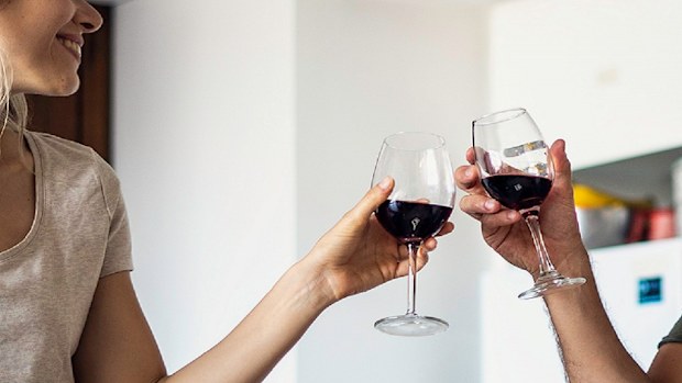 Couple drinking wine together