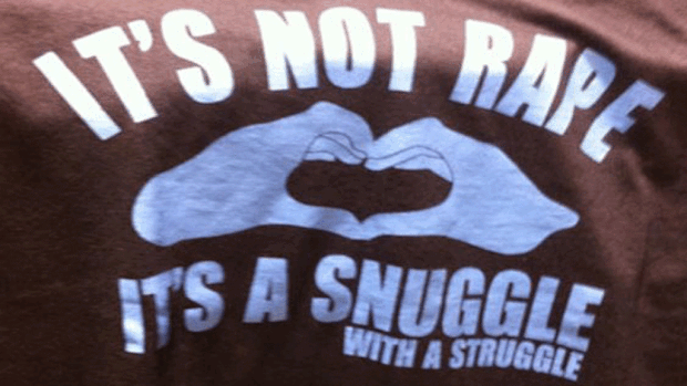 The photo posted on writer Karen Kunawicz's Facebook page shows the offensive slogan on the T-shirt. (Picture: Facebook)