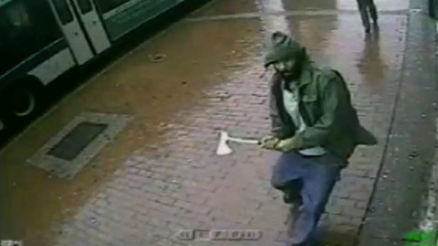 Zale Thompson attacked two New York police officers with a hatchet in a "terrorist attack". (AAP)