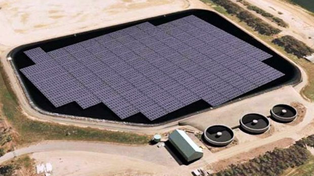 A floating solar energy system in South Australia. (AAP)