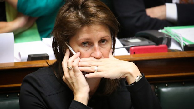 Minister of Mobility Jacqueline Galant pictured during a plenary session of the Chamber at the federal parliament, in Brussels, Thursday 14 April 2016. (AFP)