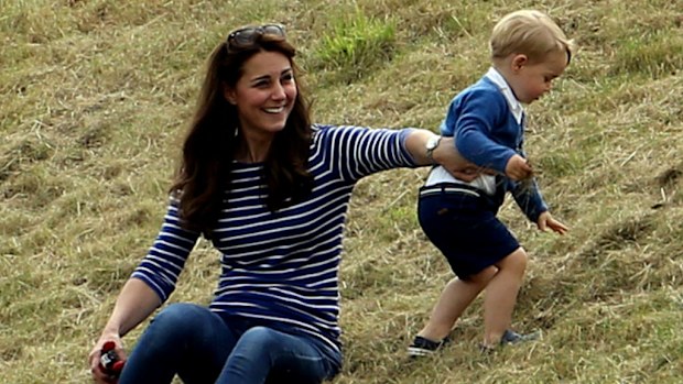 The Duchess of Cambridge with Prince George at a charity polo event. (AAP)