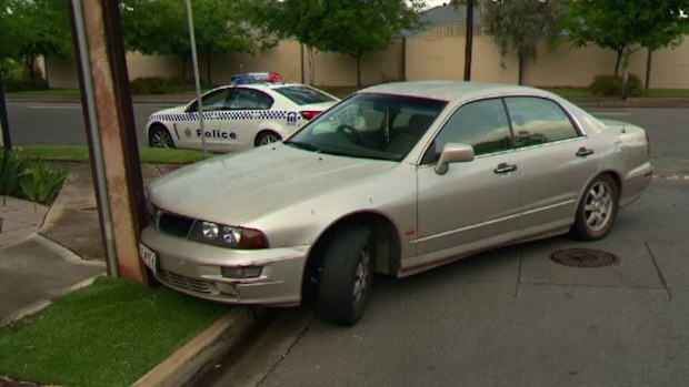 Police have arrested a woman after she crashed a stolen car in Underdale, Adelaide. (South Australia Police)